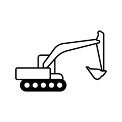 Poster - excavator icon with line or outline style. vehicle or transport icon stock on white background