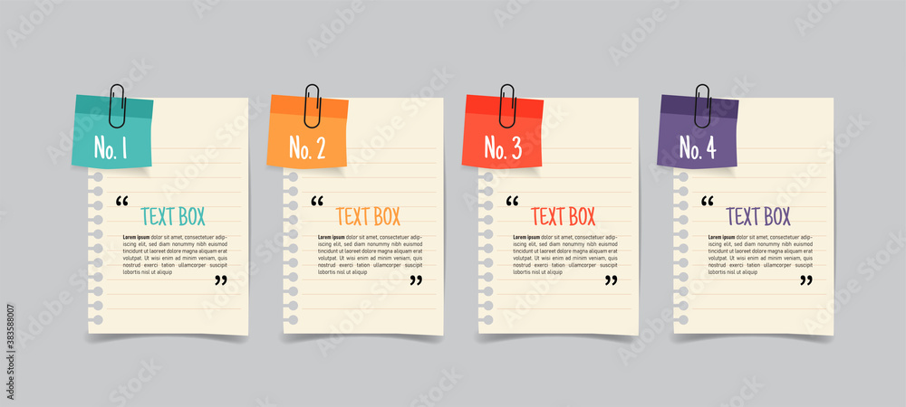 Text box design with note papers.	
 - obrazy, fototapety, plakaty 