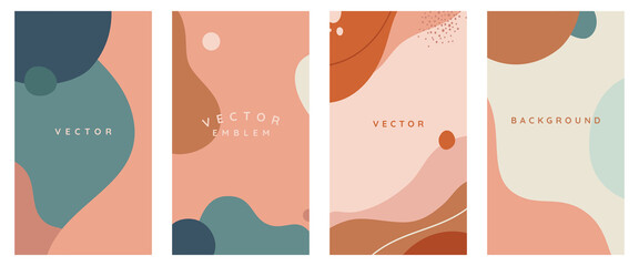 Aufkleber - Vector set of abstract creative backgrounds in minimal trendy style with copy space for text -