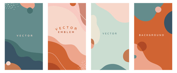 Aufkleber - Vector set of abstract creative backgrounds in minimal trendy style with copy space for text -