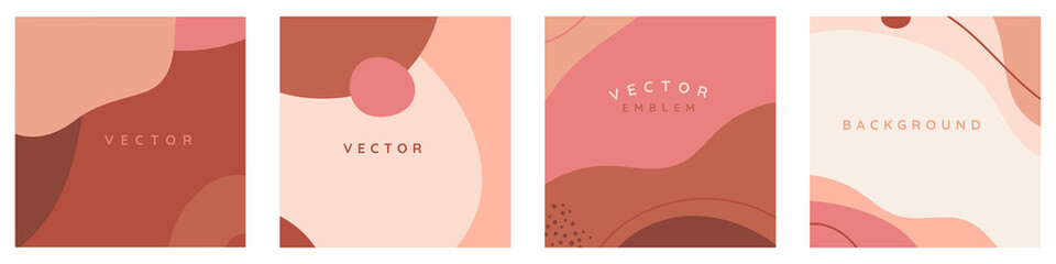 Leinwandbilder - Vector set of abstract creative backgrounds in minimal trendy style with copy space for text -