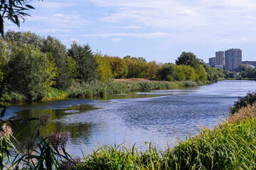 Wall Mural - Landscape with the image of an embankment in Tambov city, Russia