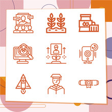 Simple Set Of 9 Icons Related To Institute