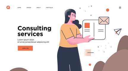 Wall Mural - presentation slide template or landing page website design. business concept illustrations. modern f