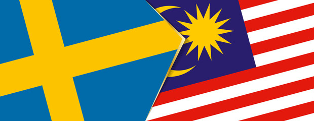 Sweden and Malaysia flags, two vector flags.