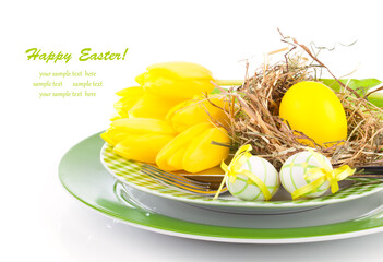 Sticker - Easter eggs in a plate, on a white background