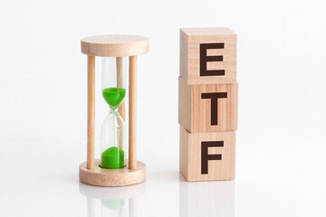 Poster - Word ETF made with wood building blocks, stock image