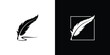 feather pen logo silhouette vector design template premium 
