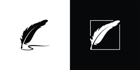 Wall Mural - feather pen logo silhouette vector design template premium 
