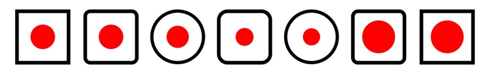 Wall Mural - record button icon red black line | rec buttons illustration | video audio player navigate symbol | 