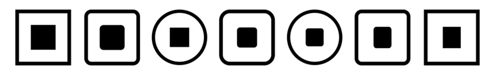 Wall Mural - stop button icon black line | stop buttons illustration | video audio player navigate symbol | quiet