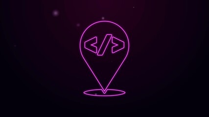 Glowing neon line Web design and front end development icon isolated on black background. 4K Video motion graphic animation.