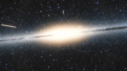 Wall Mural - spaceship flies at the speed of light through a galaxy in space. billions of stars in the milky way 