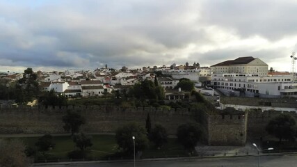 Wall Mural - Evora, historical village of Portugal. Aerial Drone Footage