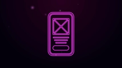 Glowing neon line UI or UX design icon isolated on black background. 4K Video motion graphic animation.