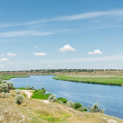 Sticker - river under blue sky with clouds