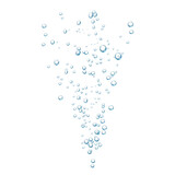 Fototapeta Łazienka - Blue fizzy bubbles. Sparkles underwater stream in water, sea, aquarium. Fizzy pop and effervescent drink. Abstract fresh soda bubbles. Vector illustration.