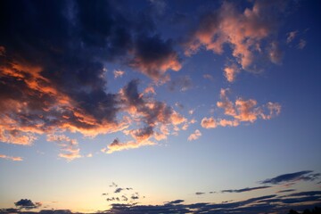 Wall Mural - blue red sunset sky background