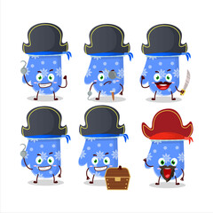 Wall Mural - Cartoon character of blue gloves with various pirates emoticons