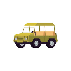 Wall Mural - Off road car for safari tour and traveling flat vector illustration isolated.