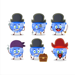 Sticker - Cartoon character of christmas ball blue with various pirates emoticons