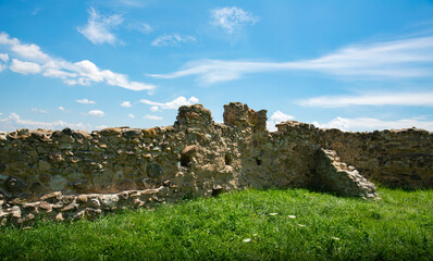 Wall Mural - medieval fortress with brick walls and ramparts