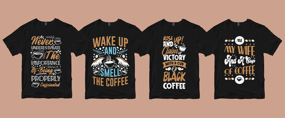 Wall Mural - Typography calligraphy hand-drawn lettering coffee quotes t shirt design bundle about life