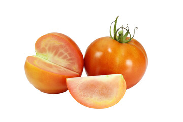 Wall Mural - Red tomatoes cut isolated on white background