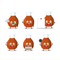 Poster - Cartoon character of turkey thighs with various chef emoticons