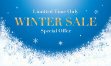 雪の結晶の冬のセールの広告 Advertisement Of Winter Sale With Snowflake.