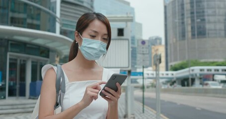 Canvas Print - Woman use of mobile phone at street