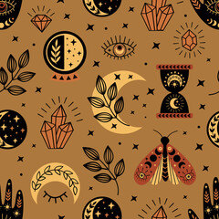 Wall Mural - seamless pattern with magical elements