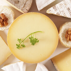 Wall Mural - variety of cheese- top view