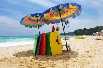 Poster - Beach with bodyboards