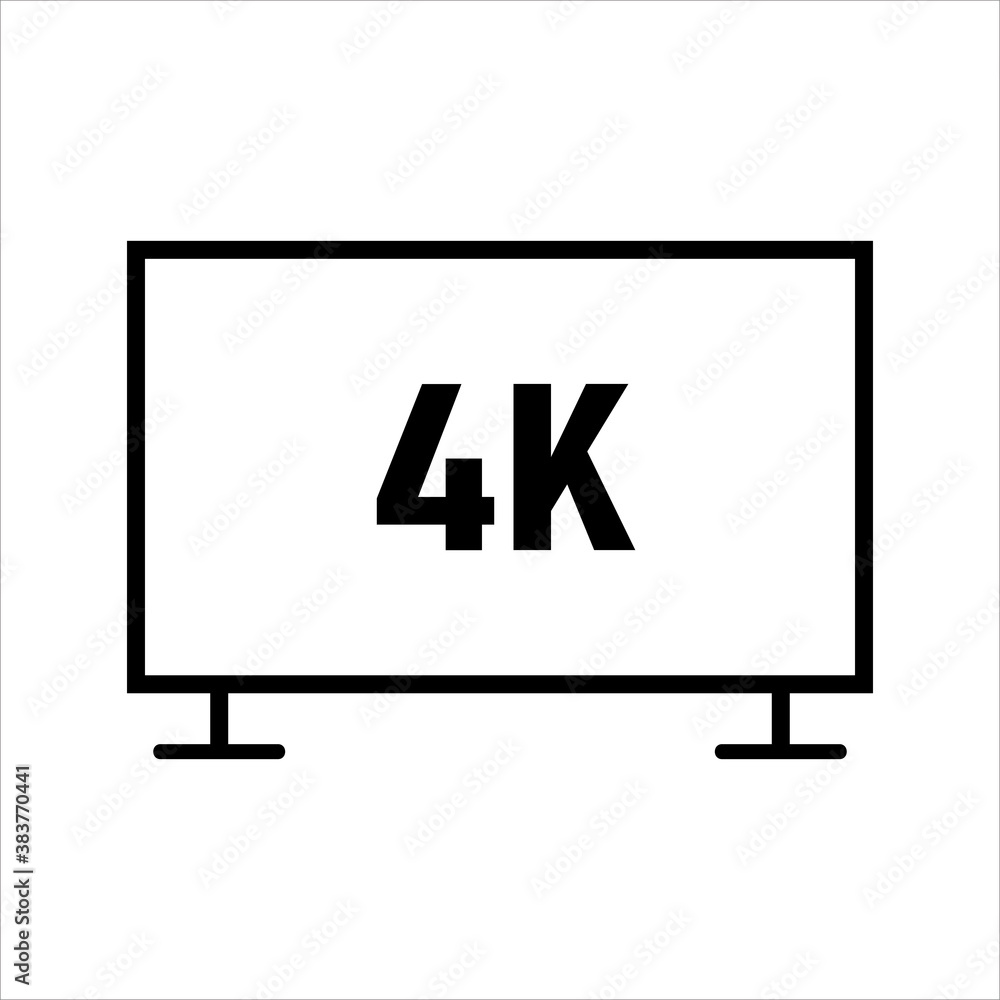 4k tv icon vector. outline style icon 