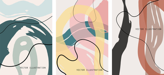 Wall Mural - Creative color doodle art header set with different shapes and textures. Collage.