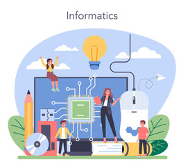 IT education concept. Student write software and create code