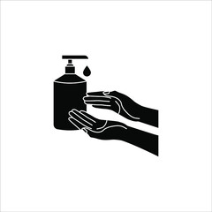 Wall Mural - Washing hand with sanitizer liquid soap vector line icon. eps 10