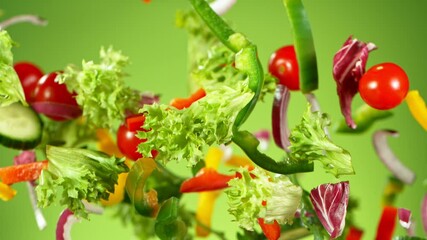 Wall Mural - Super Slow Motion Shot of Flying Fresh Vegetables. Super Slow Motion at 1000 fps..