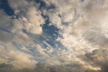 Beautiful white fluffy cloudy sky background,