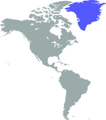 Naklejka na meble The map of greenland is highlighted in blue on the world map