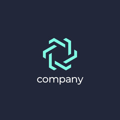 Abstract digital connection technology logo. Letter O logotype. Simple high tech design. Modern vector icon.
