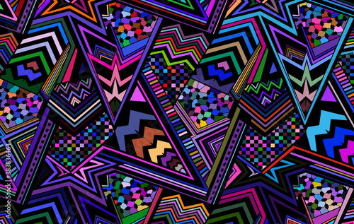 Fotografie, Obraz Abstract colored background consisting of lines and triangles