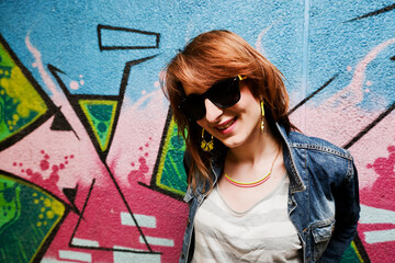 Stylish fashionable girl in jeans jacket portrait