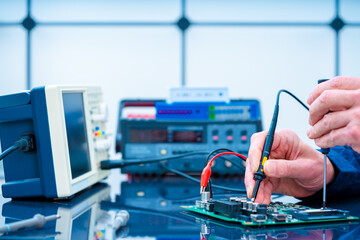 PCB witch microcontroller in electronics laboratory