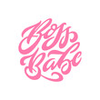 © chelovector - Boss Babe quote hand drawn calligraphy. Typographical design element for t-shirt prints, mugs, posters, stickers. Vector vintage lettering illustration.