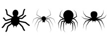 Black Spiders Set. Isolated Spiders Vector.