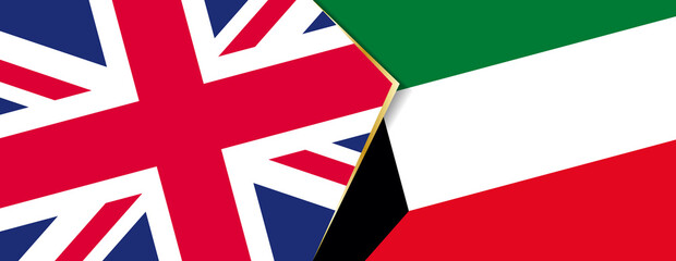 United Kingdom and Kuwait flags, two vector flags.