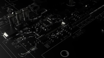 Wall Mural - 3d render of abstract motherboard. technology conceptual background.