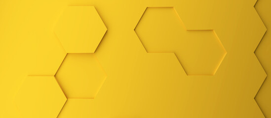 Wall Mural - Abstract modern yellow honeycomb background, 3d rendering